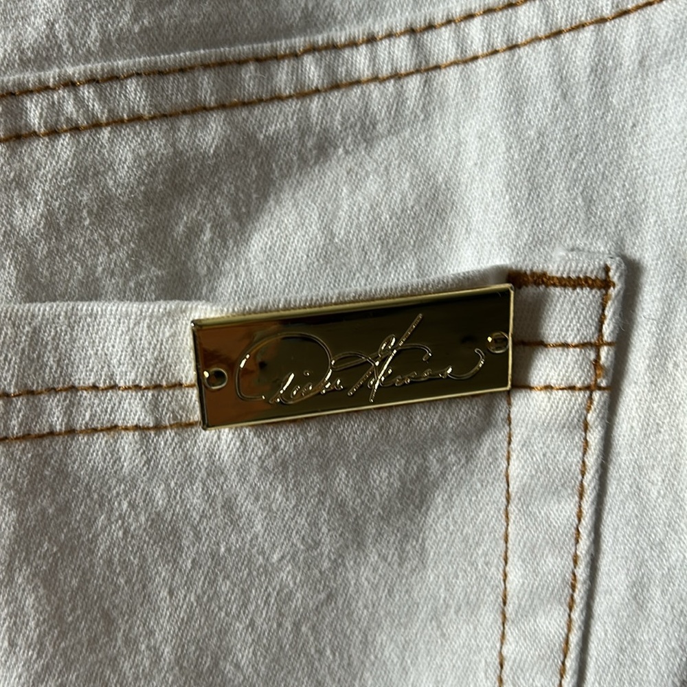 DG2 Diane Gilman Cream Flared Pants with Gold Button size 8 P - Picture 13 of 14